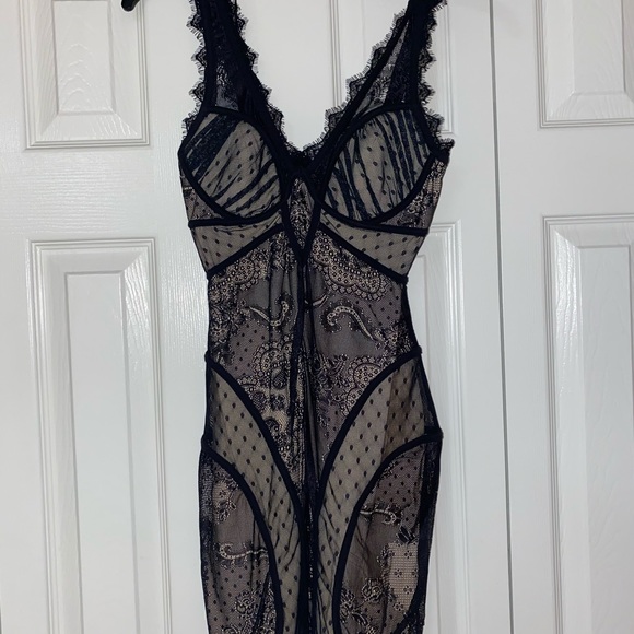 Bebe Eyelash Lace Bodycon Dress Small V-neck - Picture 5 of 10